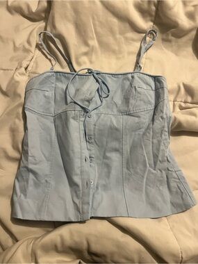 Missguided Light Blue Button-Front Bustier Camisole